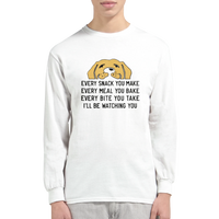Load image into Gallery viewer, White - Classic Labrador Retriever long sleeve tee, worn by a man, plain light background
