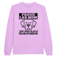 Load image into Gallery viewer, Light Pink - Proud Lab Mom long sleeve tee, plain front view on white
