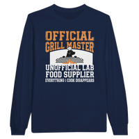 Load image into Gallery viewer, Navy - Official Grill Master Lab long sleeve tee, plain front view on white
