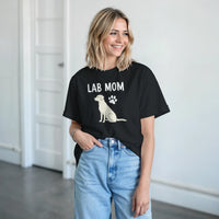 Load image into Gallery viewer, Black - Lab Mom tee, worn by woman, white paneled room
