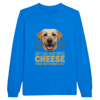Load image into Gallery viewer, Royal - My Lab Can Hear Cheese long sleeve tee, plain front view on white
