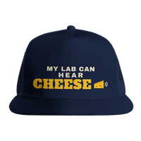 Load image into Gallery viewer, Navy - My Lab Can Hear Cheese trucker hat, front view on white
