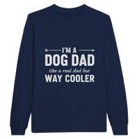 Load image into Gallery viewer, Navy - Dog Dad Way Cooler long sleeve tee, plain front view on white
