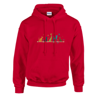 Load image into Gallery viewer, Red - Mid-Century Modern Dogs hoodie, plain front view on white
