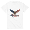 White heavyweight cotton T-shirt with American eagle graphic and 'America' text