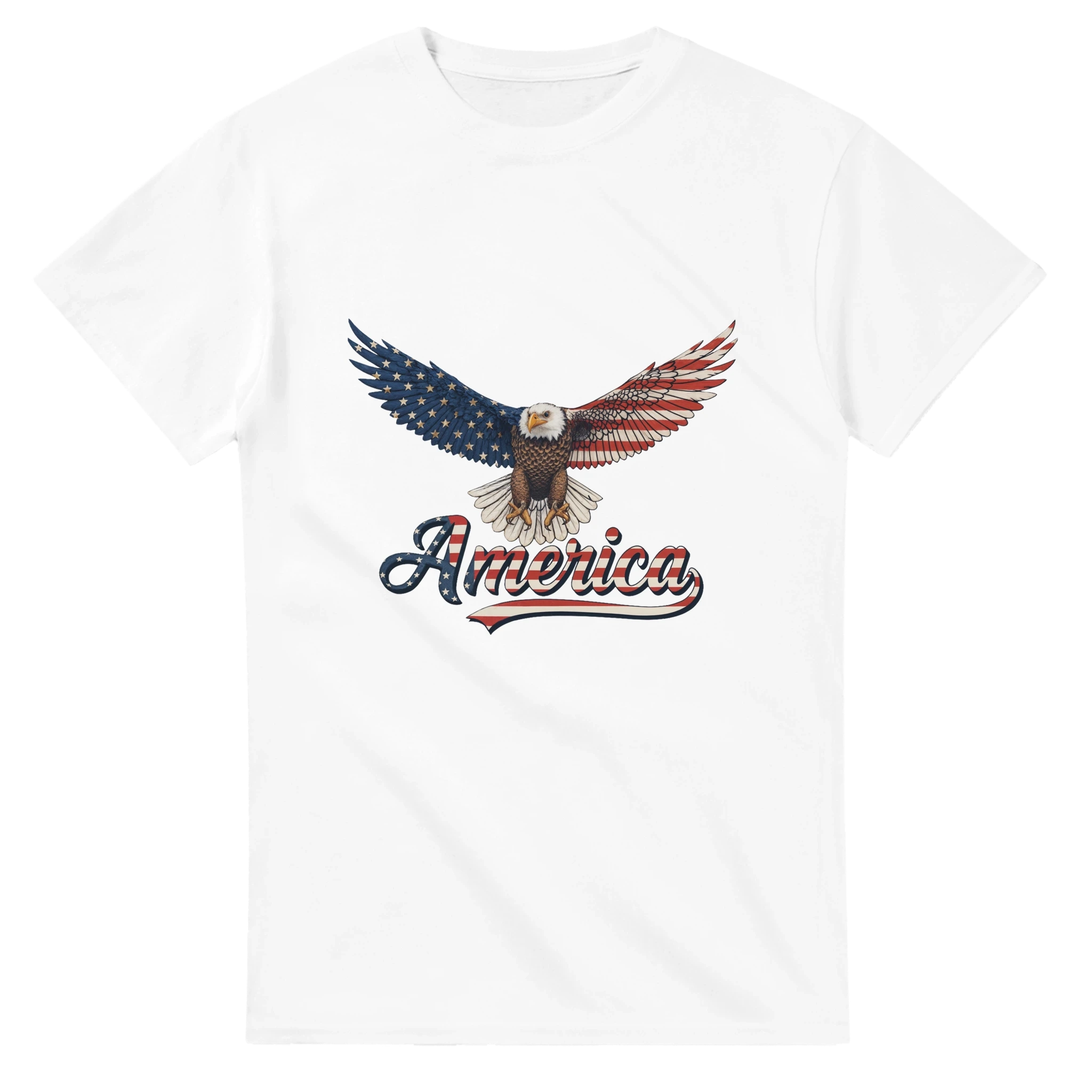 White heavyweight cotton T-shirt with American eagle graphic and 'America' text