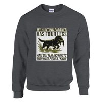 Load image into Gallery viewer, Dark Heather - My Hunting Partner Has Four Legs sweatshirt, plain front view on white
