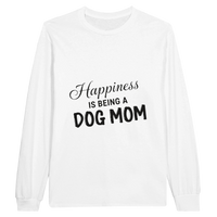 Load image into Gallery viewer, White - Happiness Is Being a Dog Mom long sleeve tee, plain front view on white
