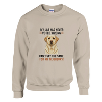 Load image into Gallery viewer, Sand - My Lab Never Voted Wrong sweatshirt, plain front view on white
