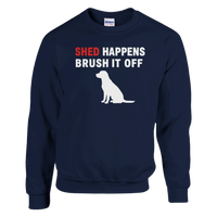 Load image into Gallery viewer, Navy - Shed Happens sweatshirt, plain front view on white
