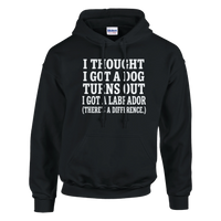 Load image into Gallery viewer, Black - I Thought I Got a Dog hoodie, plain front view on white
