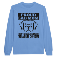 Load image into Gallery viewer, Carolina Blue - Proud Lab Mom long sleeve tee, plain front view on white
