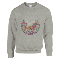 Load image into Gallery viewer, Ash - Just A Girl Who Loves Dogs sweatshirt, plain front view on white
