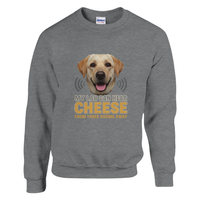 Load image into Gallery viewer, Sport Grey - My Lab Can Hear Cheese sweatshirt, plain front view on white
