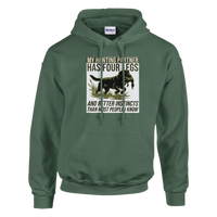 Load image into Gallery viewer, Military Green - My Hunting Partner Has Four Legs hoodie, plain front view on white
