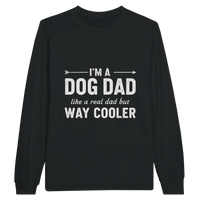 Load image into Gallery viewer, Black - Dog Dad Way Cooler long sleeve tee, plain front view on white
