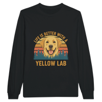 Load image into Gallery viewer, Black - Life Is Better With a Yellow Lab long sleeve tee, plain front view on white
