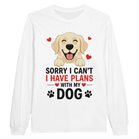 Load image into Gallery viewer, White - Sorry I Can't I Have Plans With My Dog long sleeve tee, plain front view on white
