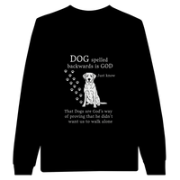 Load image into Gallery viewer, Black - Dog Spelled Backwards Is God long sleeve tee, plain front view on white

