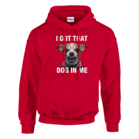 Load image into Gallery viewer, Red - I Got That Dog In Me hoodie, plain front view on white
