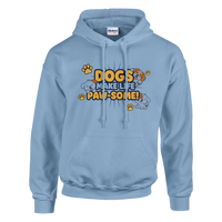 Load image into Gallery viewer, Light Blue - Dogs Make Life Paw-some hoodie, plain front view on white
