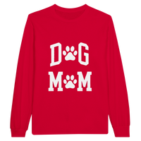 Load image into Gallery viewer, Red - Dog Mom long sleeve tee, plain front view on white
