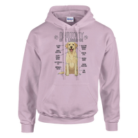Load image into Gallery viewer, Light Pink - Anatomy of a Yellow Lab hoodie, plain front view on white
