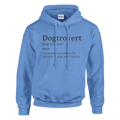 Carolina Blue - Dogtrovert hoodie, plain front view on white