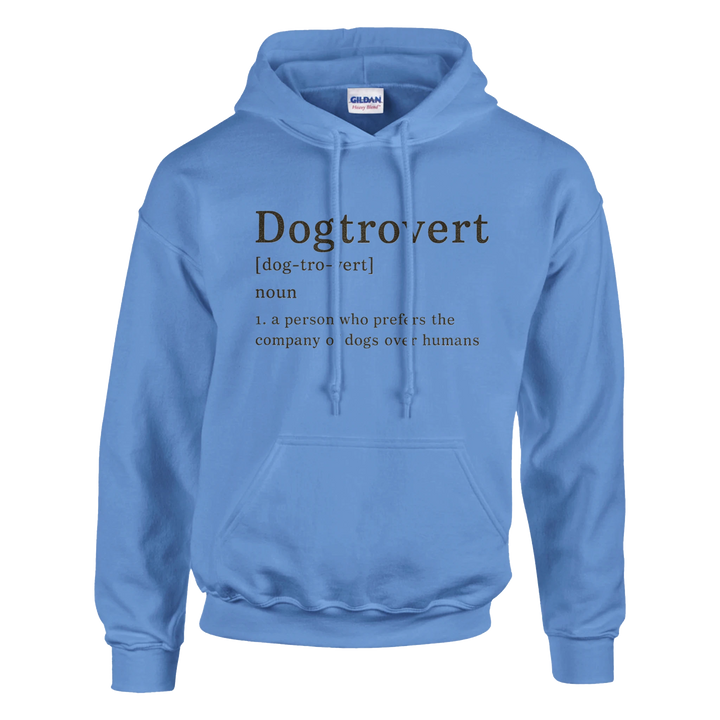 Carolina Blue - Dogtrovert hoodie, plain front view on white