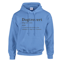Load image into Gallery viewer, Carolina Blue - Dogtrovert hoodie, plain front view on white
