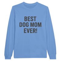 Load image into Gallery viewer, Carolina Blue - Best Dog Mom Ever long sleeve tee, plain front view on white
