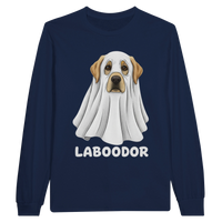 Load image into Gallery viewer, Navy - Laboodor Halloween long sleeve tee, plain front view on white
