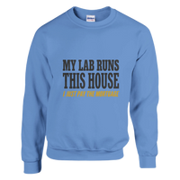 Load image into Gallery viewer, Carolina Blue - My Lab Runs This House sweatshirt, plain front view on white
