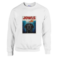 Load image into Gallery viewer, White - Jowls Black Lab sweatshirt, plain front view on white
