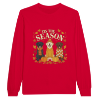 Load image into Gallery viewer, Red - Tis the Season Fall Labs long sleeve tee, plain front view on white
