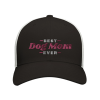 Load image into Gallery viewer, Black/White - Best Dog Mom Ever trucker hat, front view on white

