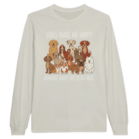 Load image into Gallery viewer, Ash - Dogs Make Me Happy long sleeve tee, plain front view on white
