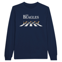 Load image into Gallery viewer, Navy - The Beagles long sleeve tee, plain front view on white
