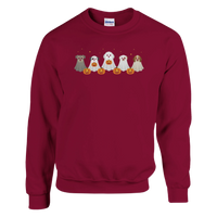 Load image into Gallery viewer, Cardinal Red - Dog Ghost Halloween sweatshirt, plain front view on white
