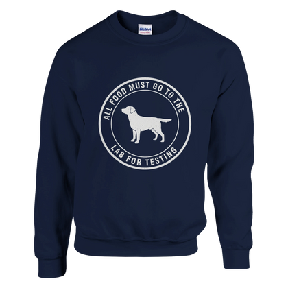 Navy - Lab For Testing sweatshirt, plain front view on white