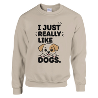 Load image into Gallery viewer, Sand - I Just Really Like Dogs sweatshirt, plain front view on white
