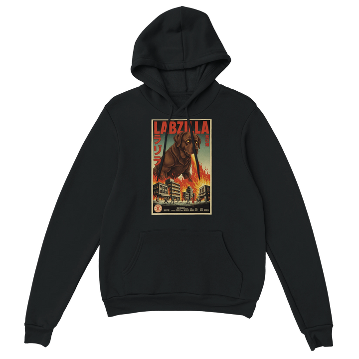 Black - Labzilla hoodie, plain front view on white