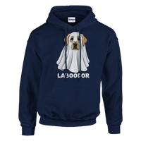 Load image into Gallery viewer, Navy - Laboodor Halloween hoodie, plain front view on white
