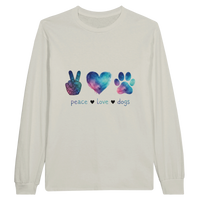Load image into Gallery viewer, Ash - Peace Love Dogs long sleeve tee, plain front view on white
