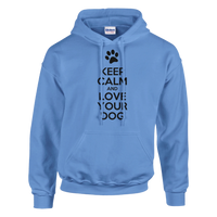 Load image into Gallery viewer, Carolina Blue - Keep Calm and Love Your Dog hoodie, plain front view on white
