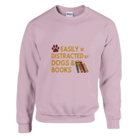 Load image into Gallery viewer, Light Pink - Easily Distracted by Dogs and Books sweatshirt, plain front view on white
