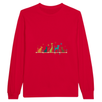 Load image into Gallery viewer, Red - Mid-Century Modern Dogs long sleeve tee, plain front view on white
