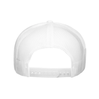 Load image into Gallery viewer, White - It Was Me I Let The Dogs Out trucker hat, back view showing the mesh and snapback
