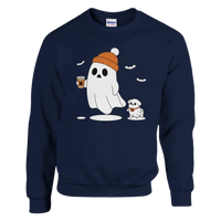 Load image into Gallery viewer, Navy - Ghost Walking Ghost Dog sweatshirt, plain front view on white
