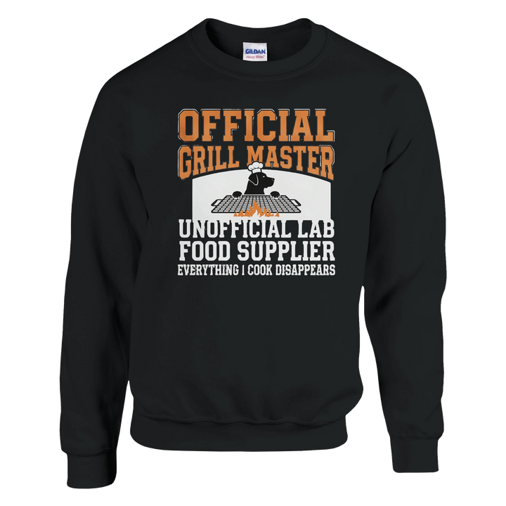 Black - Official Grill Master Lab sweatshirt, plain front view on white